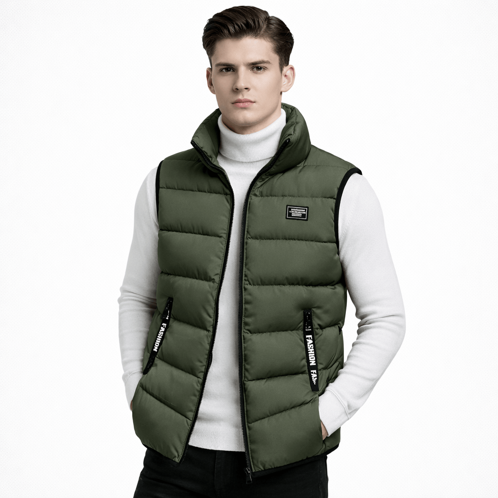 Coleeast London Green / XS COLIN, Zip-Up Mandarin Collar Vest
