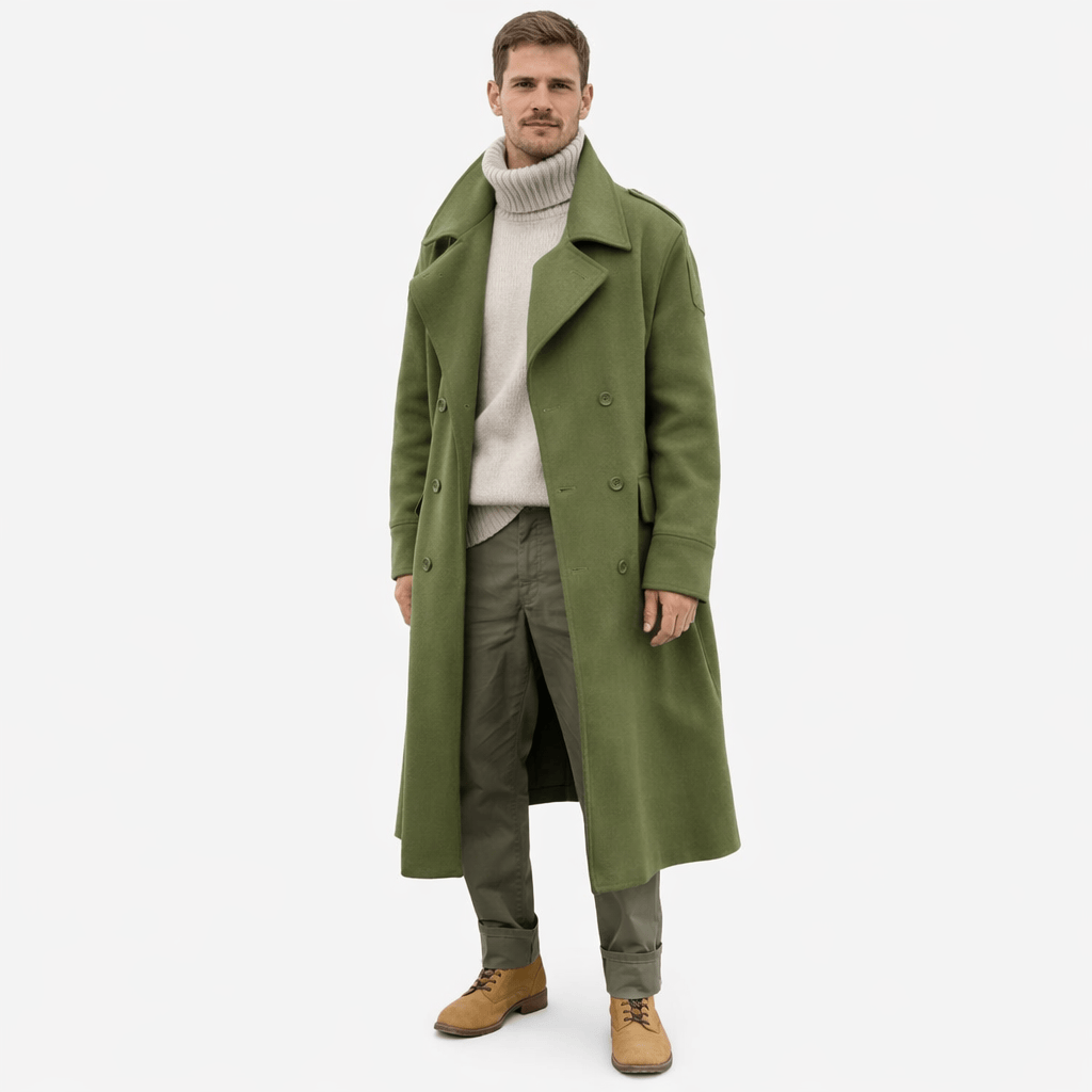 Coleeast-London Green / XS DAREK, Double Breasted Long Trench Coat