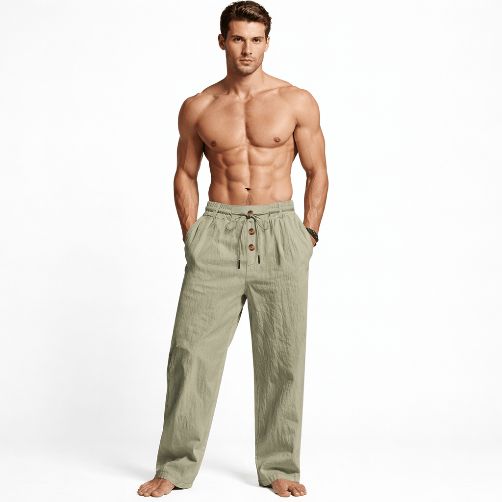 Coleeast-London Green / XS DAVID, Straight Leg Elastic Waist Pants