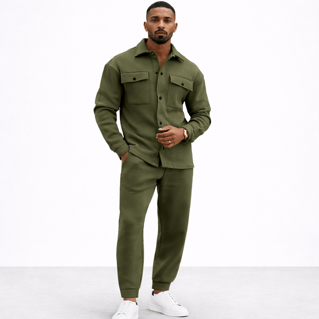 Coleeast-London Green / XS DOUGLAS, Fleece T-Shirt Set Elastic Waist