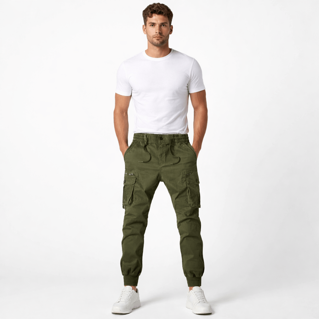 Coleeast-London Green / XS ETHAN, Cotton Cargo Pants Regular Fit
