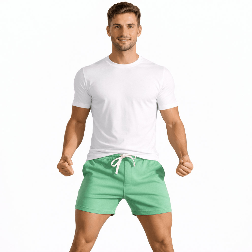 Coleeast-London Green / XS GLENN, Cotton Drawstring Gym Shorts