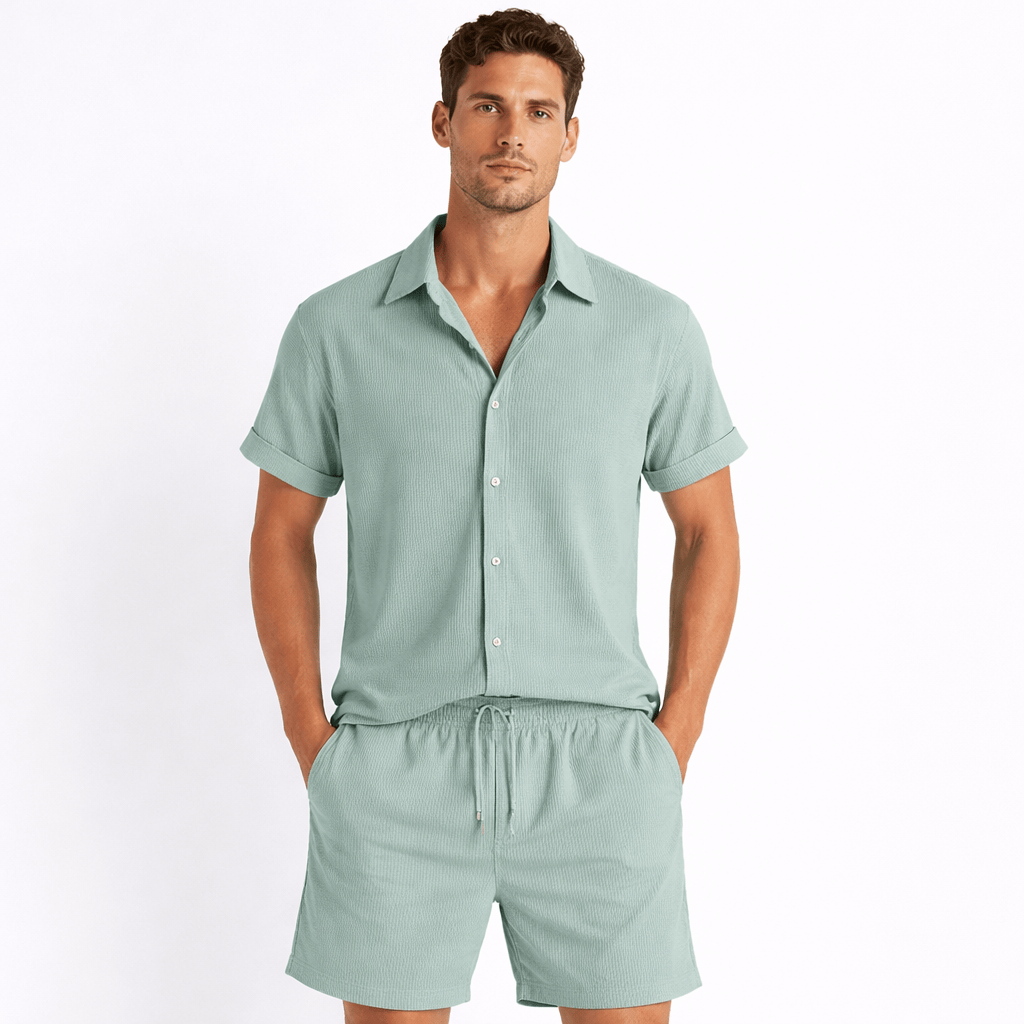 Coleeast-London Green / XS LEO, Casual Button-Up Shirt Set