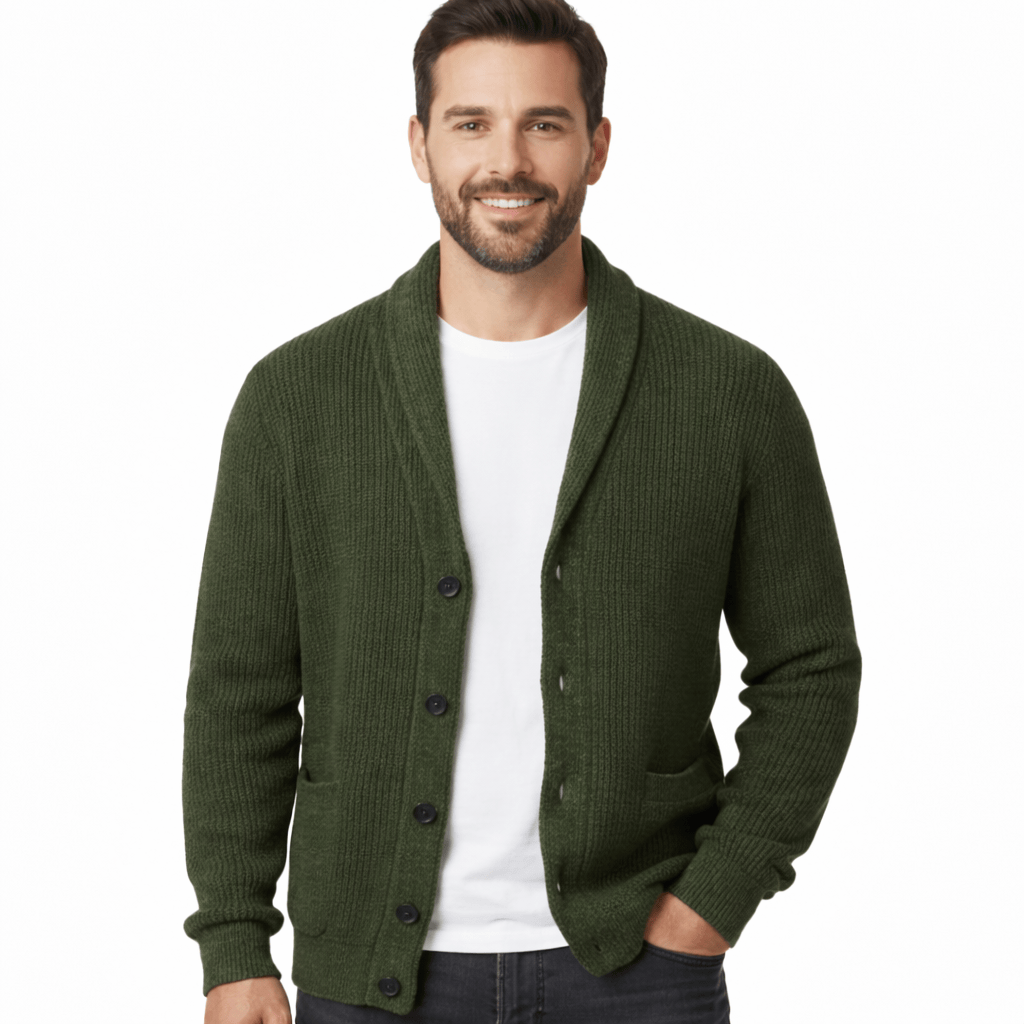 Coleeast-London Green / XS LESTER, Thick Cotton Knit Cardigan