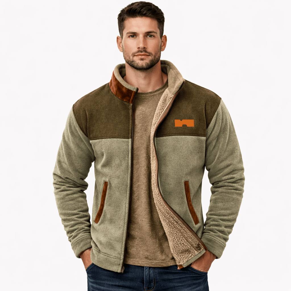 Coleeast-London Green / XS MARCO, Printed Zip-Up Fleece Jacket