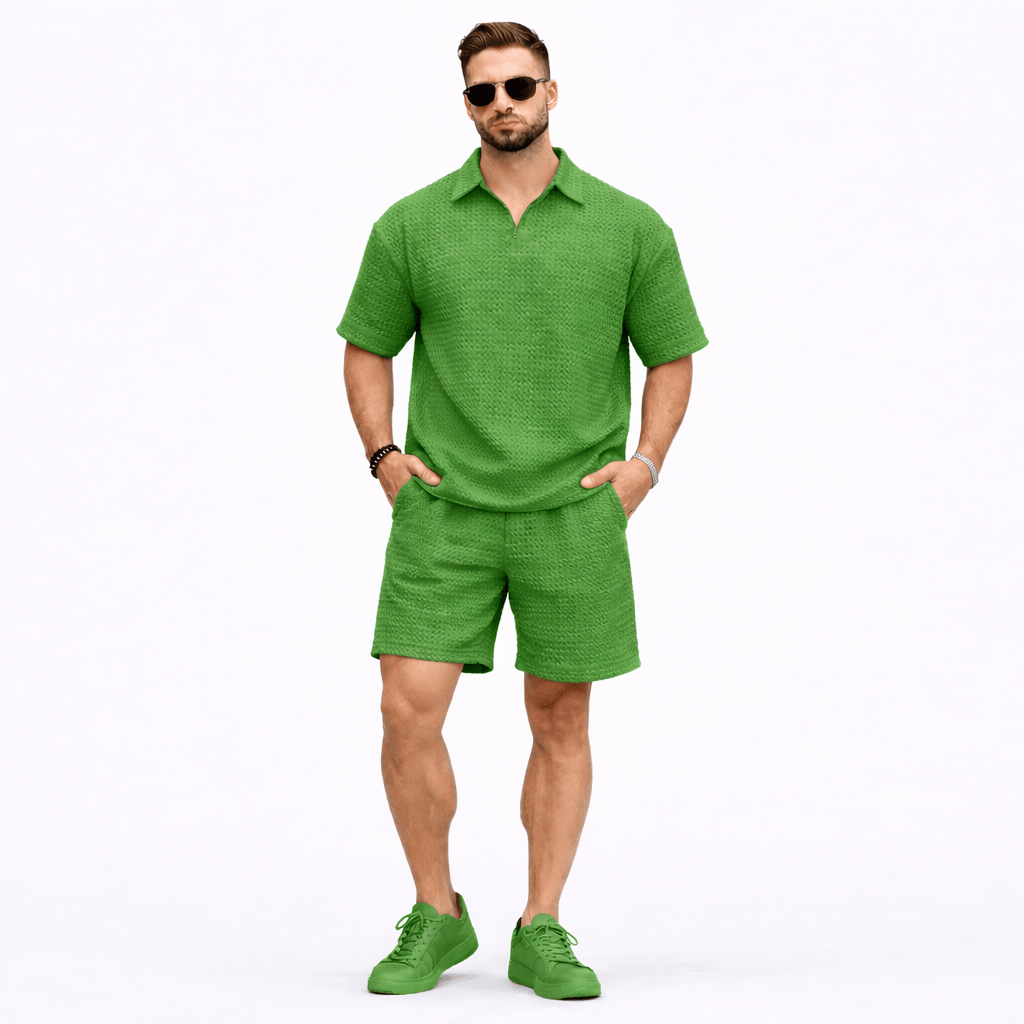 Coleeast-London Green / XS RICHARD,  Preppy Zip Top And Elastic Pants
