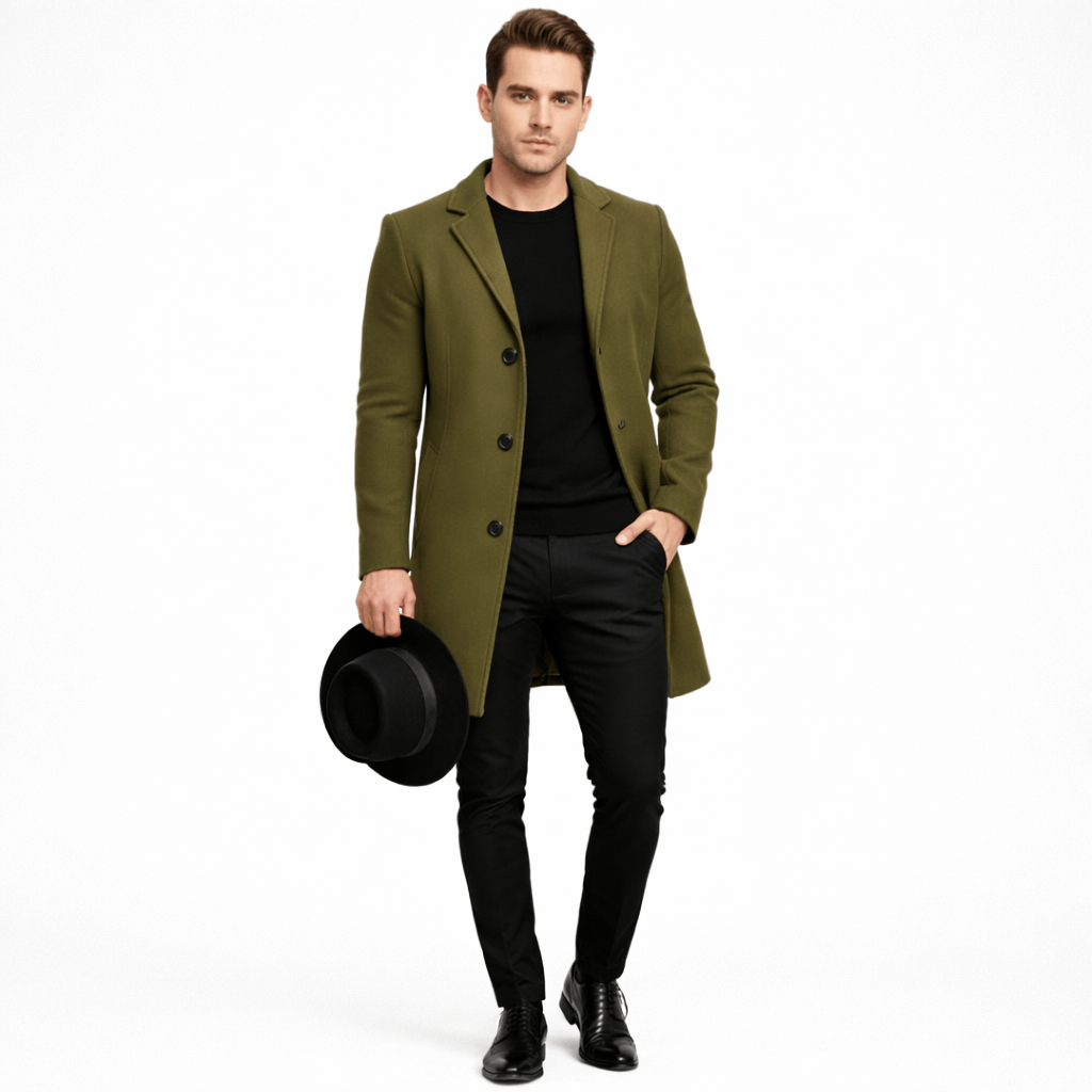 Coleeast-London Green / XS RICHARD, Single Breasted Solid Trench Coat