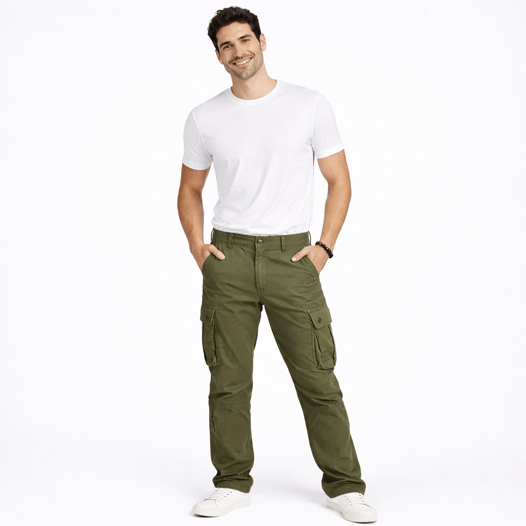 Coleeast-London Green / XS SAM, Cotton Cargo Pants Regular Fit