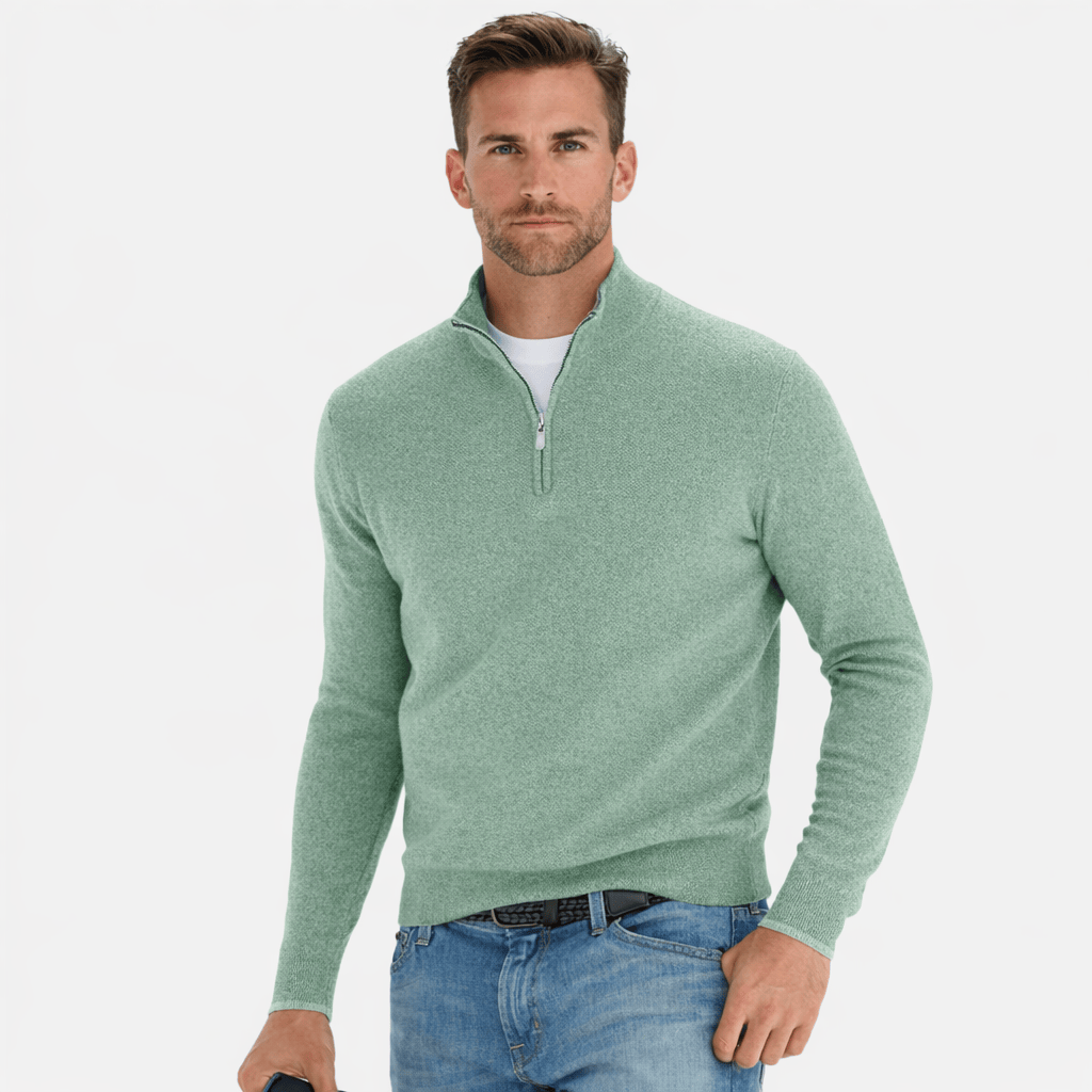 Coleeast-London Green / XS TED, Turtleneck Zip Sweater