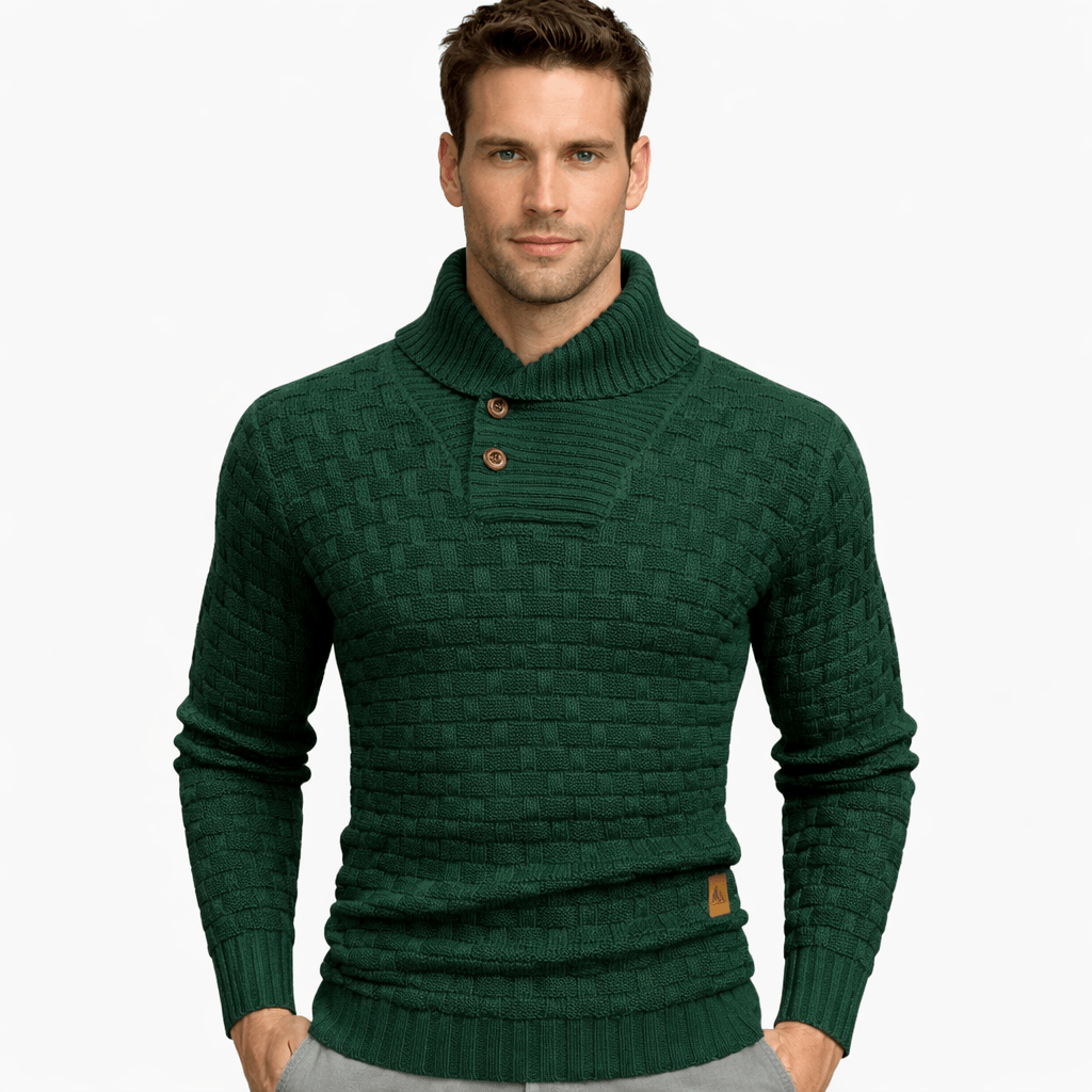 Coleeast-London Green / XS WES, Geometric Knit Button Cardigan Sweater