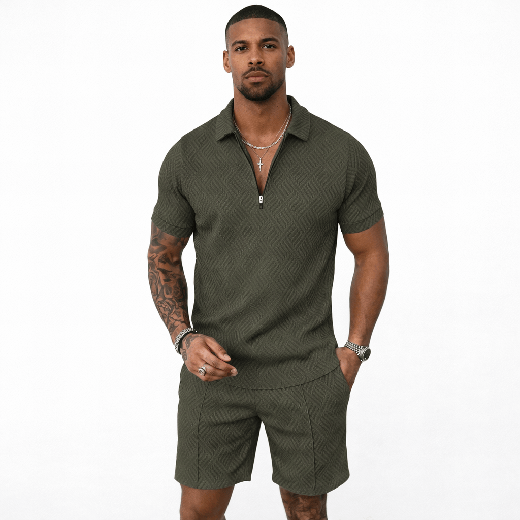 Coleeast-London Green / XS ZANE, Printed Mandarin Collar Set