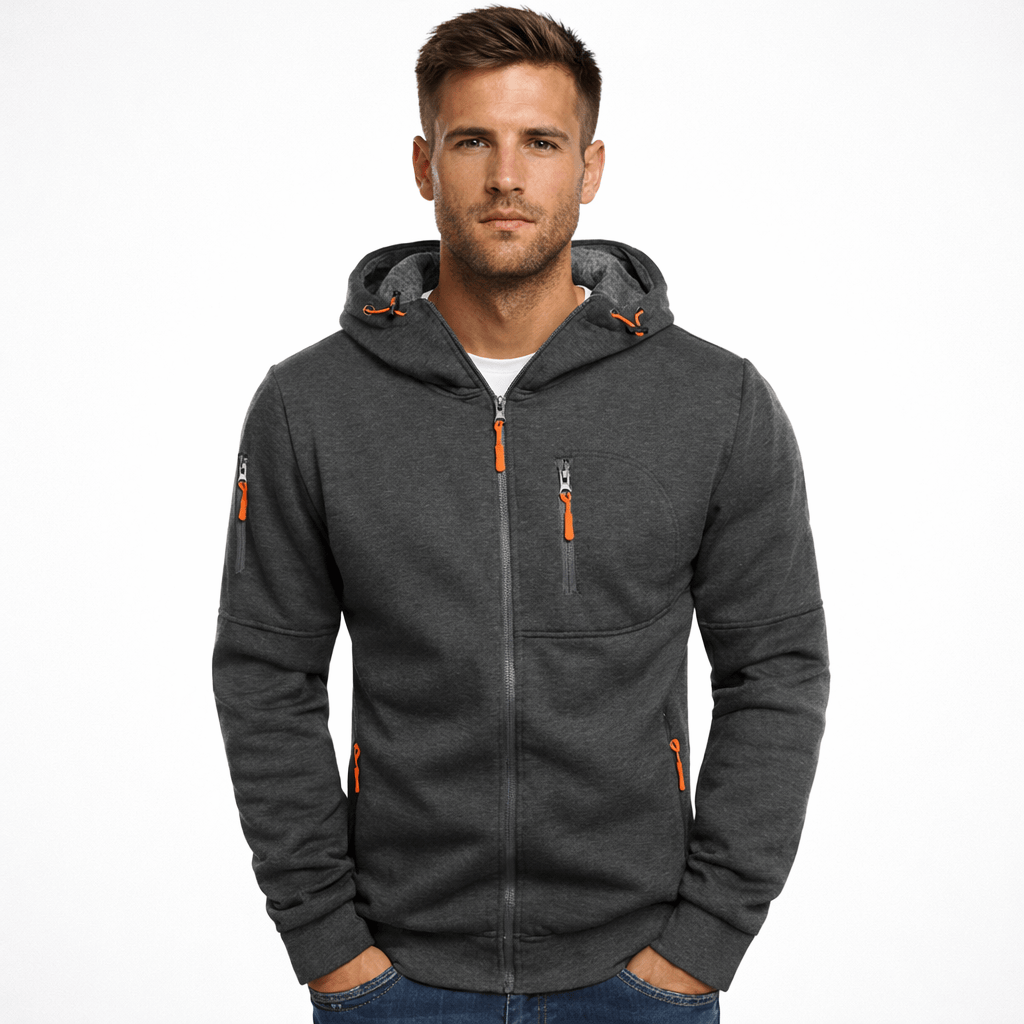 Coleeast-London Grey / XS ACE, Zip-Up Hooded Sweatshirt