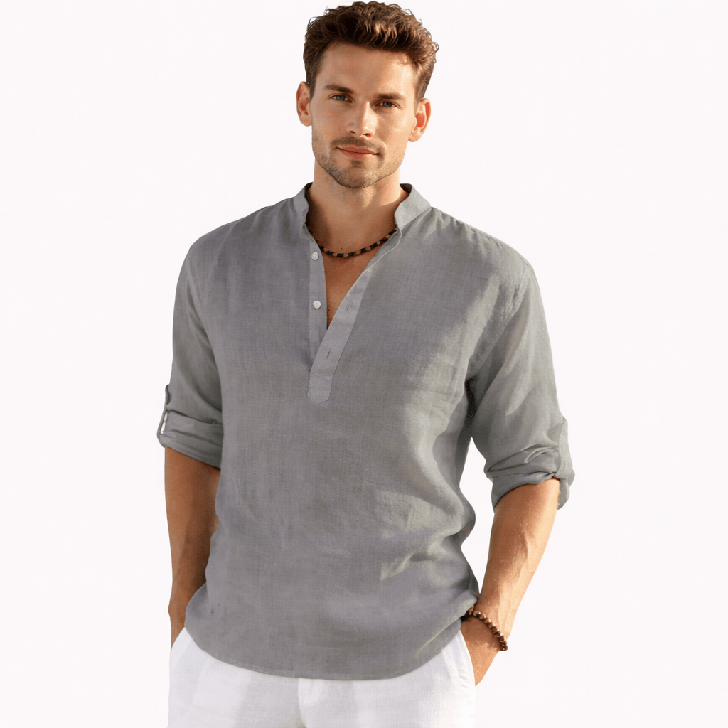 Coleeast London Grey / XS ASHER, Casual Cotton Linen Shirt