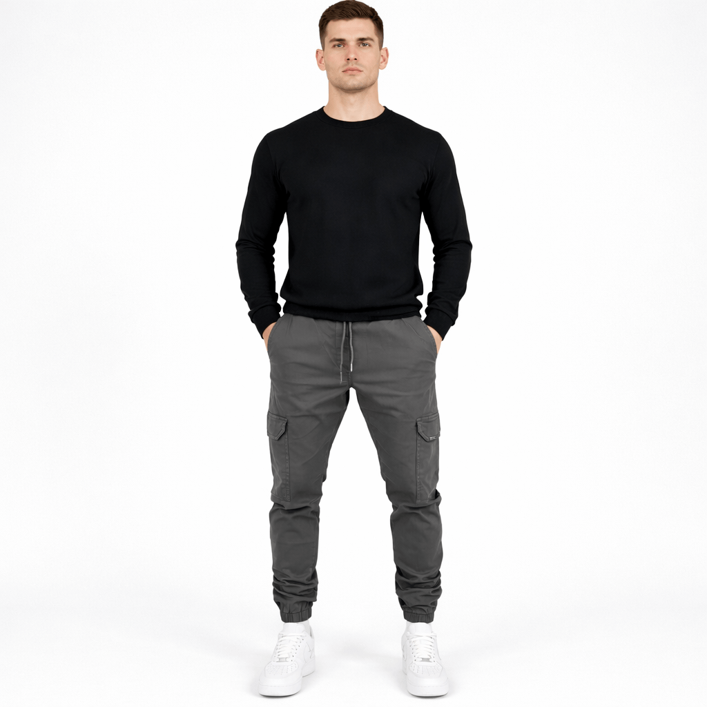 Coleeast-London Grey / XS CLARK, Cotton Harem Pants Elastic Waist