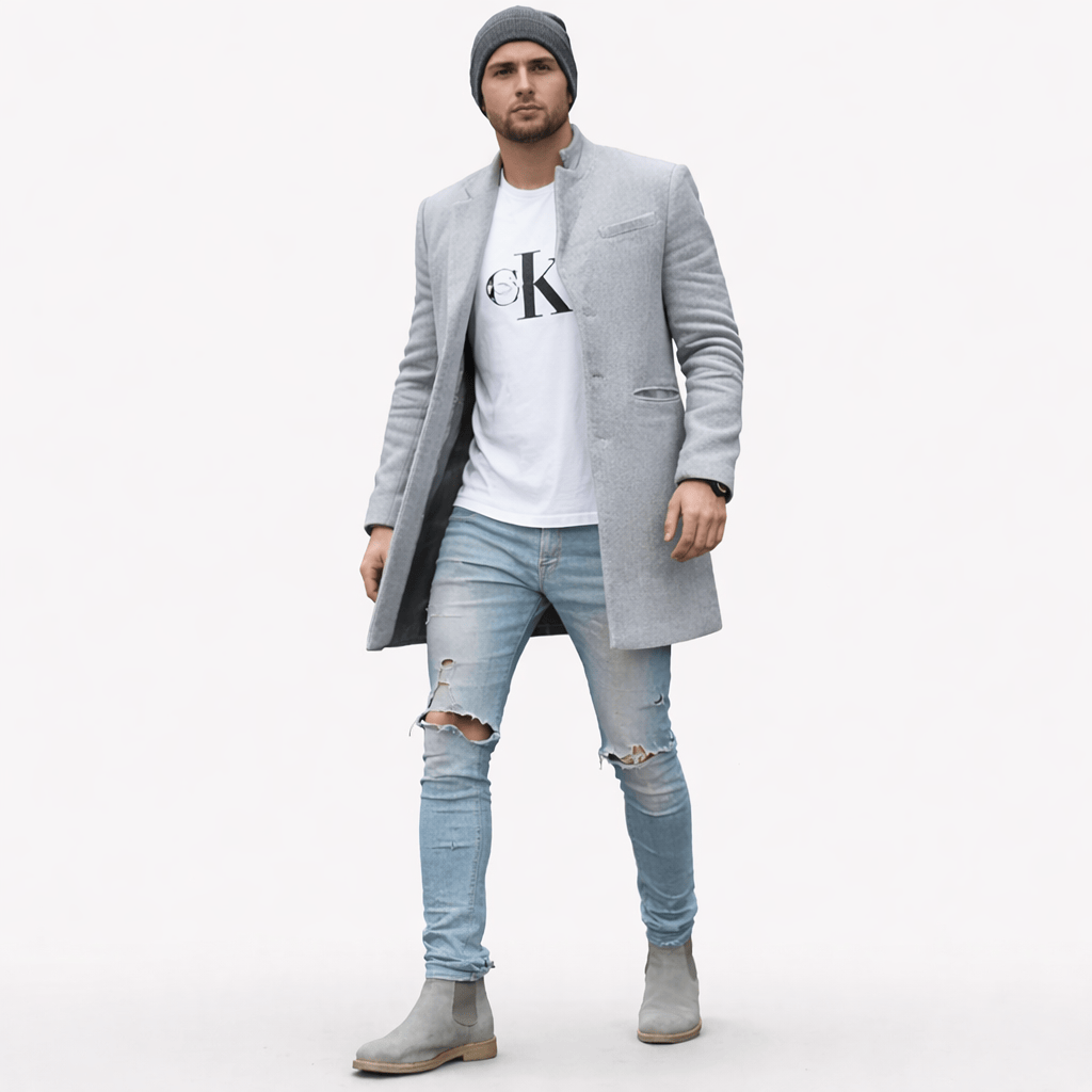 Coleeast-London Grey / XS DUKE, Round Neck Button Trench