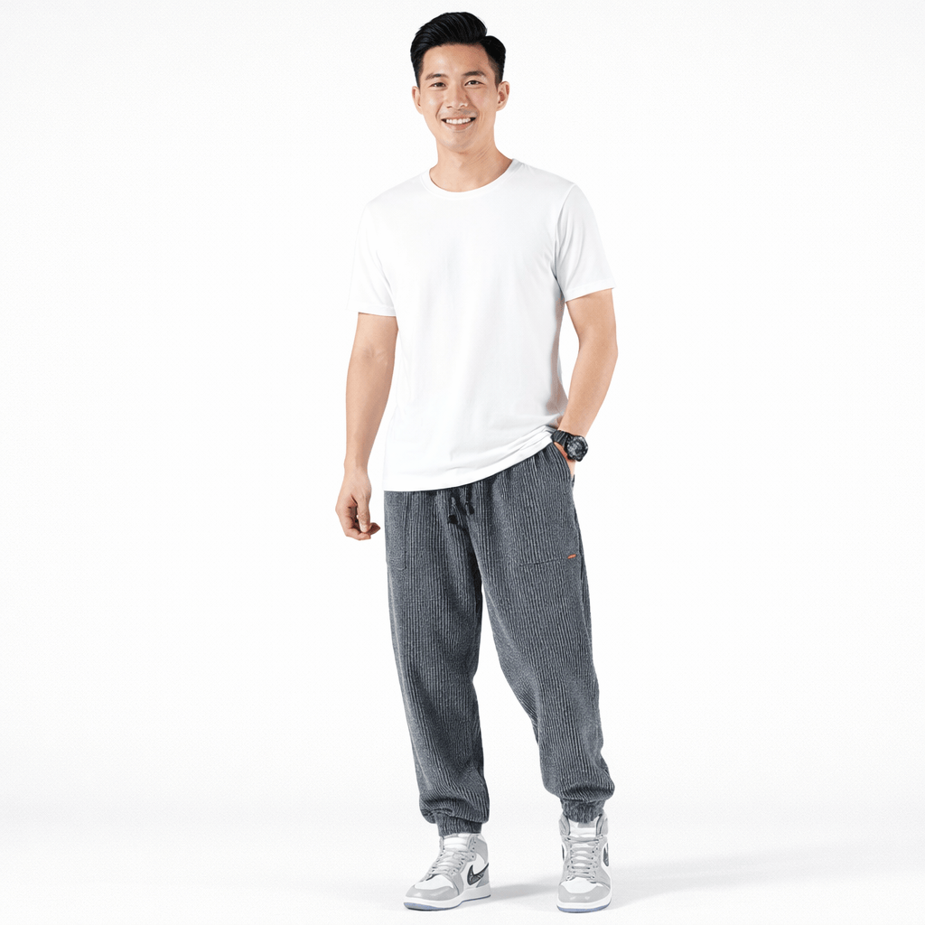 Coleeast-London Grey / XS ELI, Corduroy Harem Pants Elastic Waist