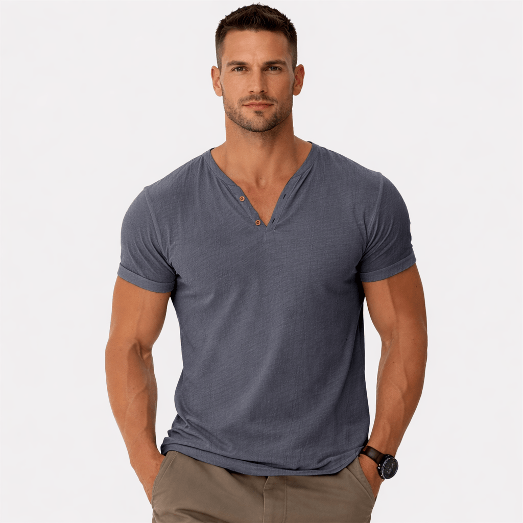 Coleeast-London Grey / XS FARRELL, V-Neck Breathable Cotton T-Shirt