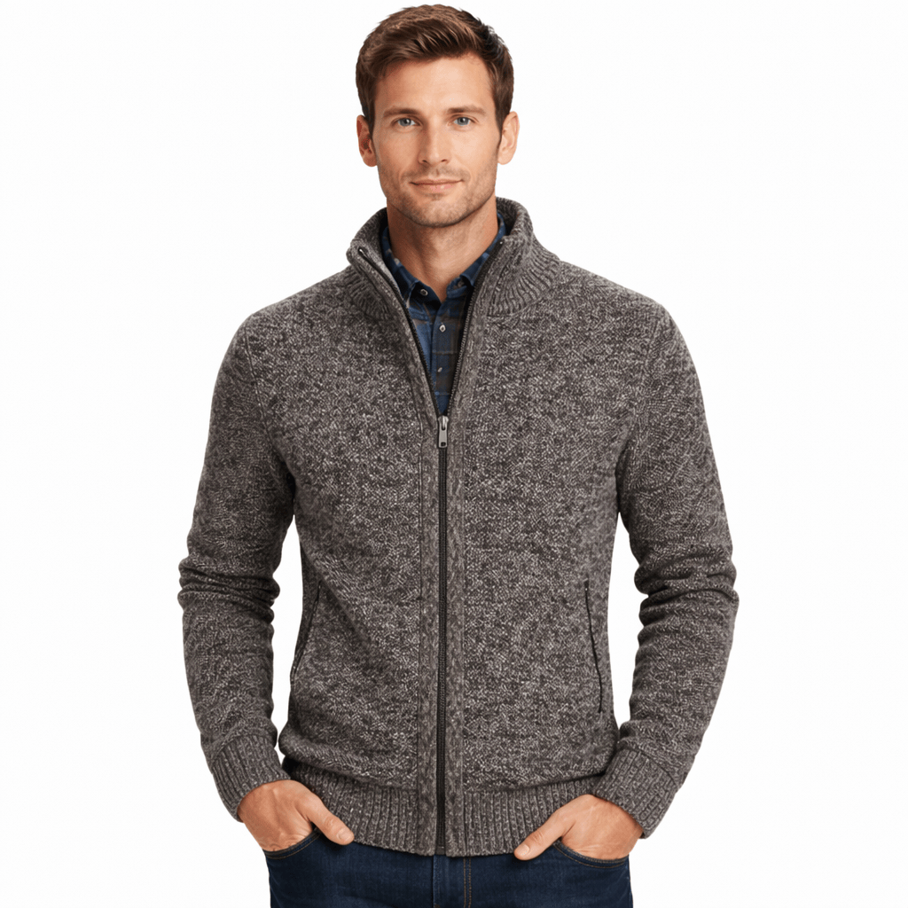 Coleeast-London Grey / XS GRANT, Mandarin Collar Knit Cardigan