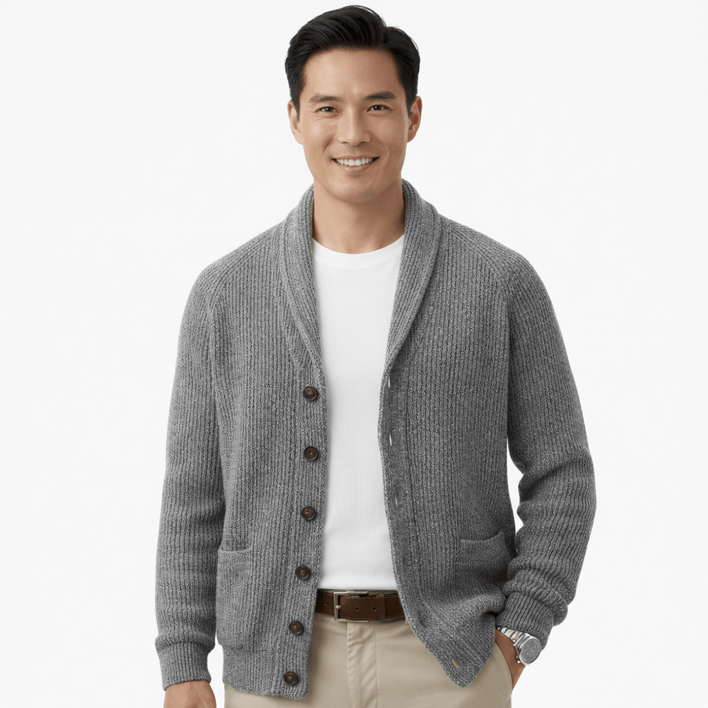 Coleeast-London Grey / XS LESTER, Thick Cotton Knit Cardigan