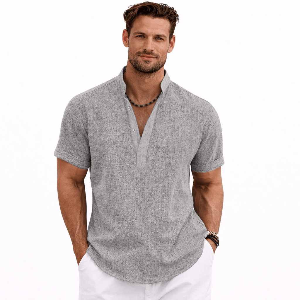 Coleeast London Grey / XS LUCAS Striped Linen Casual Shirt