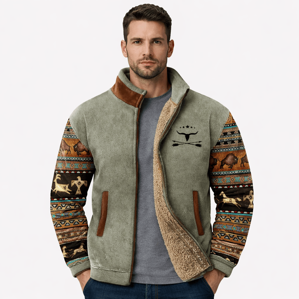 Coleeast-London Grey / XS MARCO, Printed Zip-Up Fleece Jacket