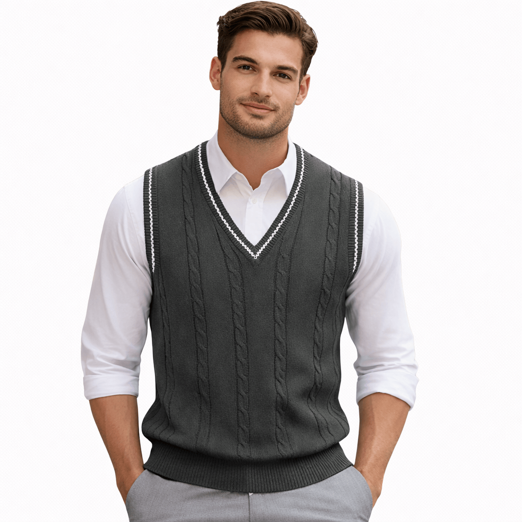 Coleeast London Grey / XS MATT V-Neck Knit Vest