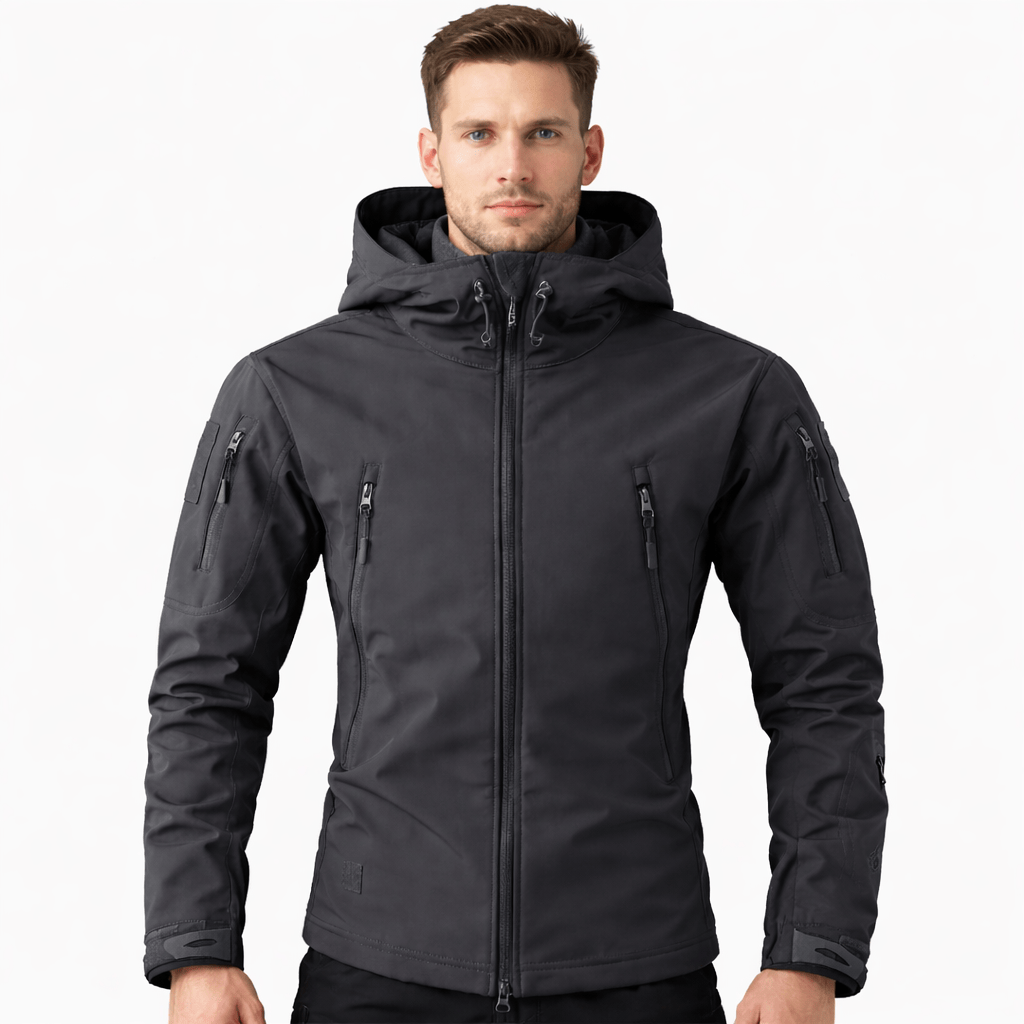 Coleeast-London Grey / XS MAX, Hooded Zip-Up Fleece Jacket