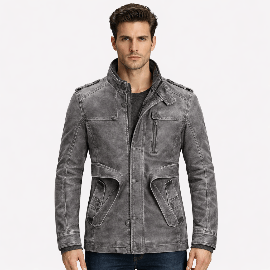 Coleeast-London Grey / XS OTIS, Slim Faux Leather Jacket