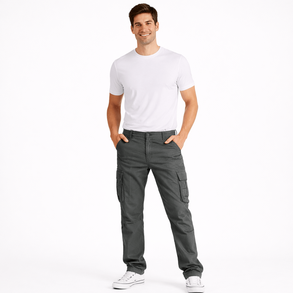 Coleeast-London Grey / XS SAM, Cotton Cargo Pants Regular Fit