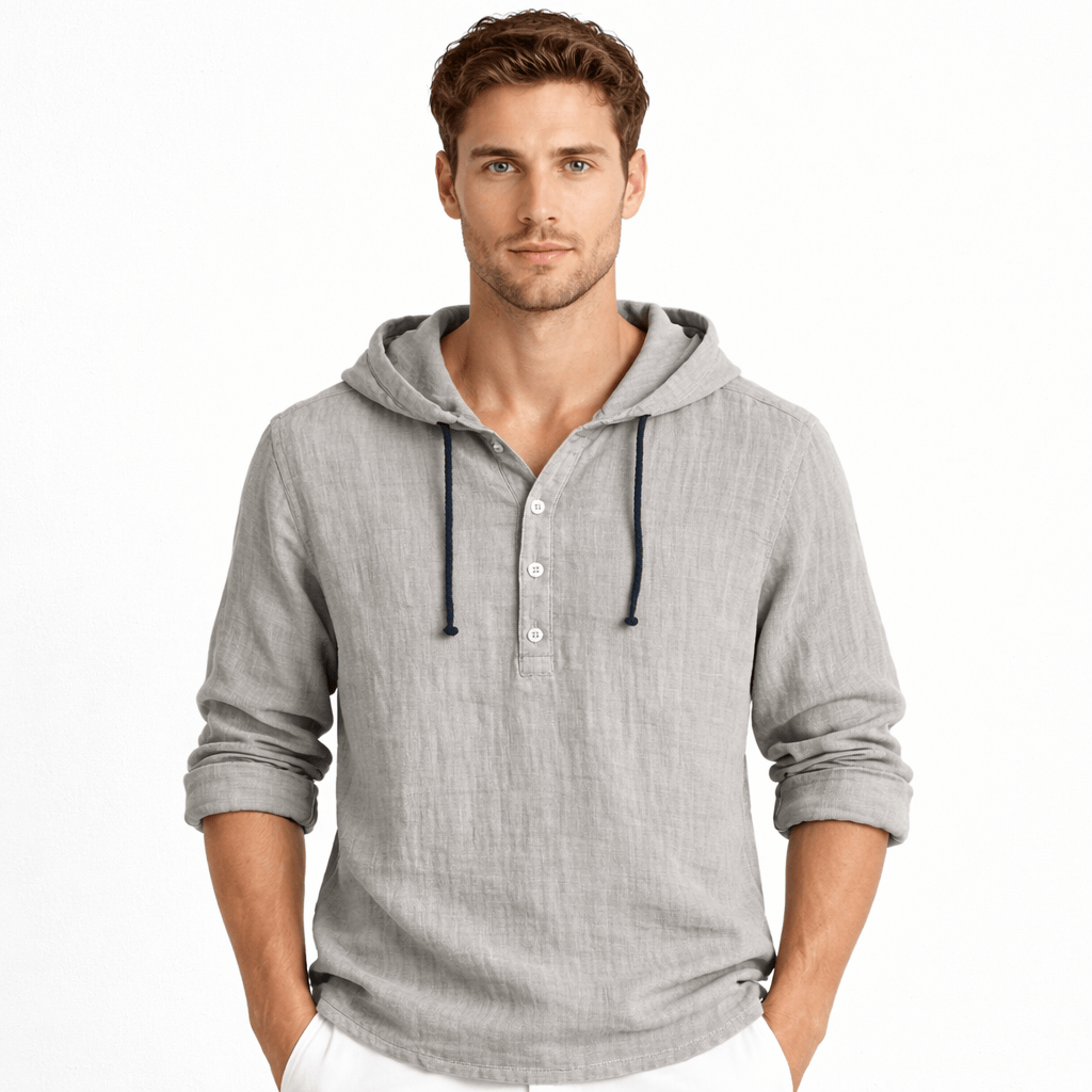 Coleeast-London Grey / XS TIM, Linen Hooded Sweatshirt