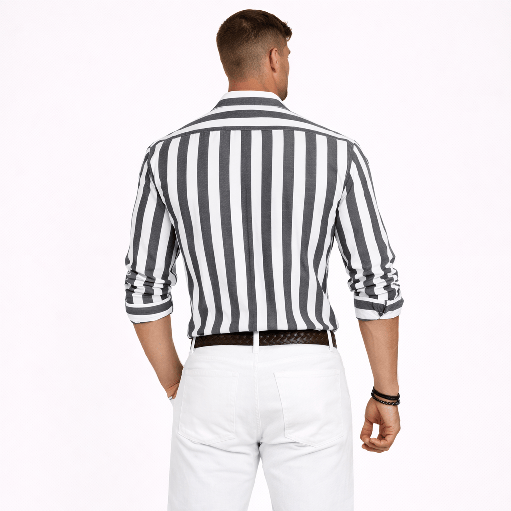 Coleeast-London GUY, Striped Cotton Button-Down Shirt