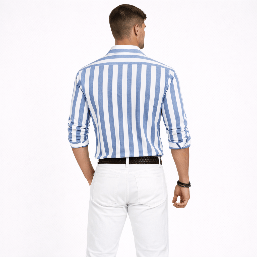 Coleeast-London GUY, Striped Cotton Button-Down Shirt