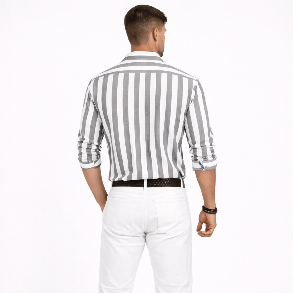 Coleeast-London GUY, Striped Cotton Button-Down Shirt