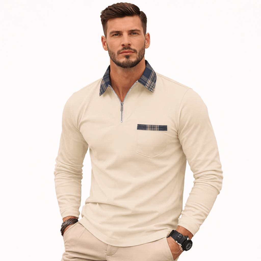Coleeast-London Khaki / XS AARON, Solid Casual Polo Shirt
