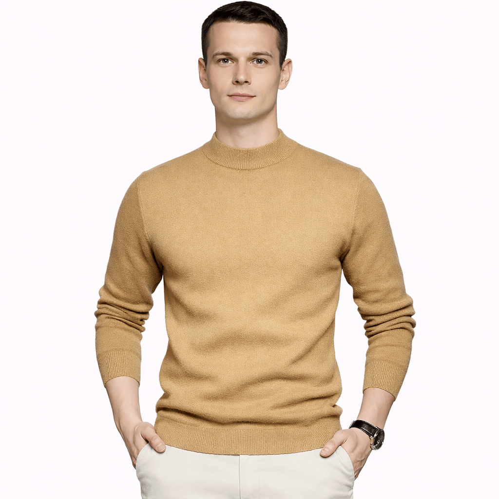 Coleeast-London Khaki / XS ADAM, Mock Neck Casual Sweater