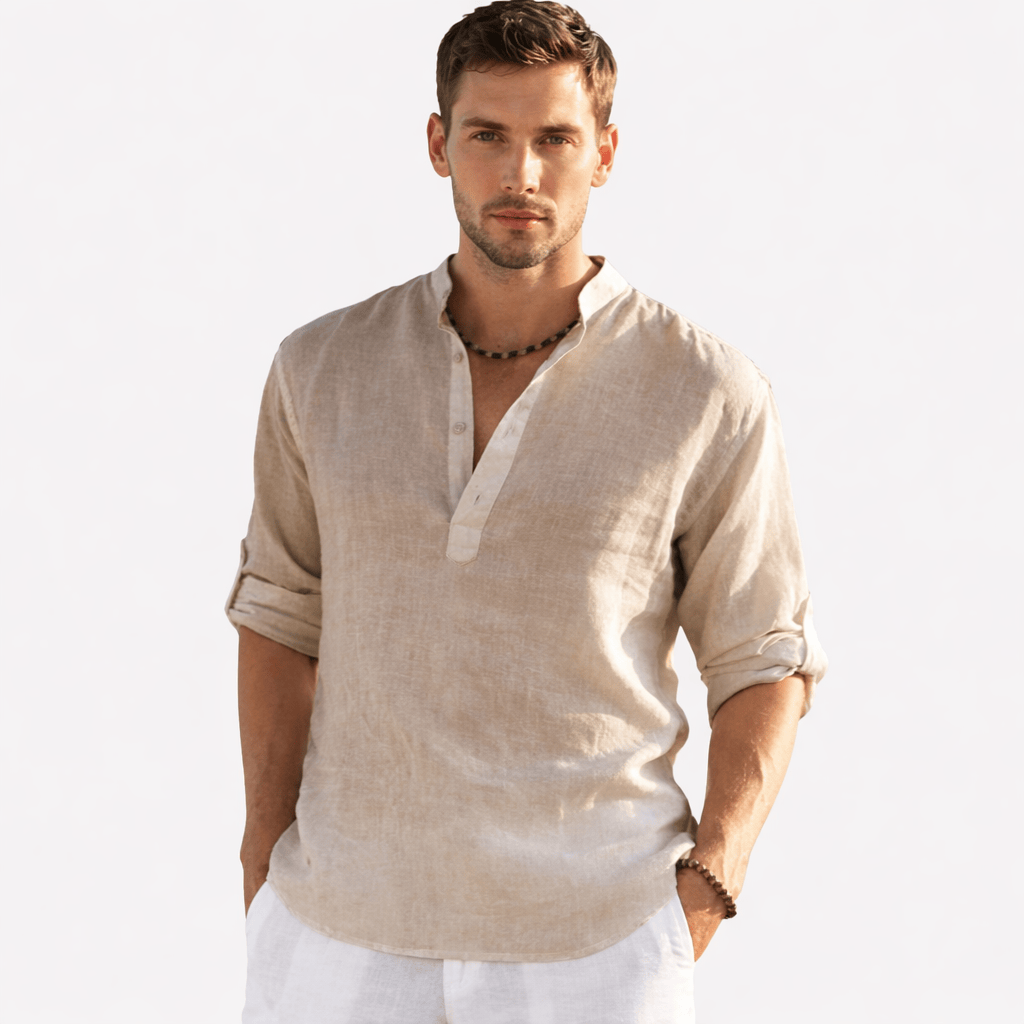 Coleeast London Khaki / XS ASHER, Casual Cotton Linen Shirt
