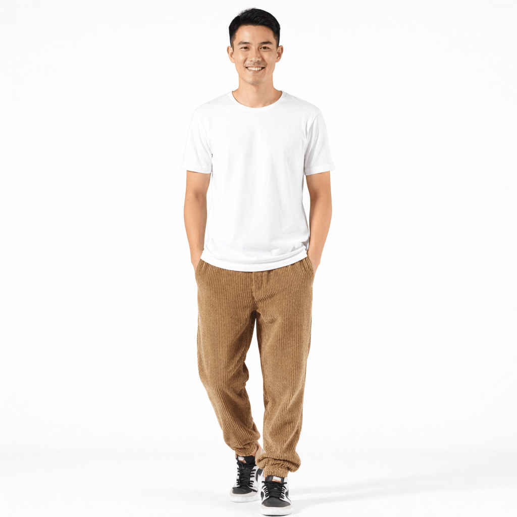 Coleeast-London Khaki / XS ELI, Corduroy Harem Pants Elastic Waist