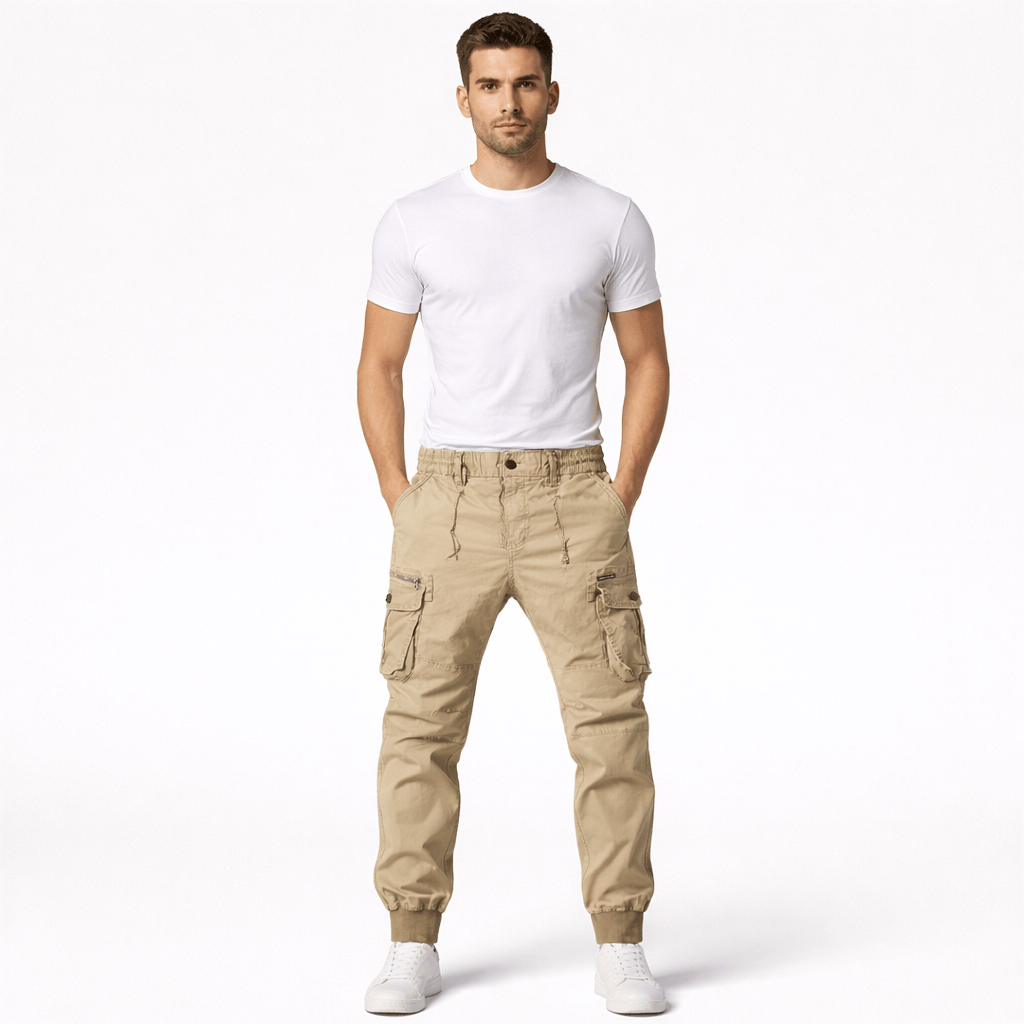 Coleeast-London Khaki / XS ETHAN, Cotton Cargo Pants Regular Fit