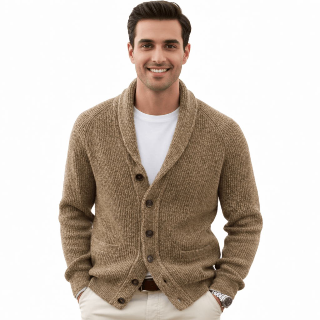 Coleeast-London Khaki / XS LESTER, Thick Cotton Knit Cardigan