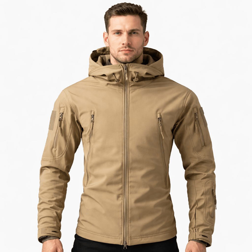 Coleeast-London Khaki / XS MAX, Hooded Zip-Up Fleece Jacket