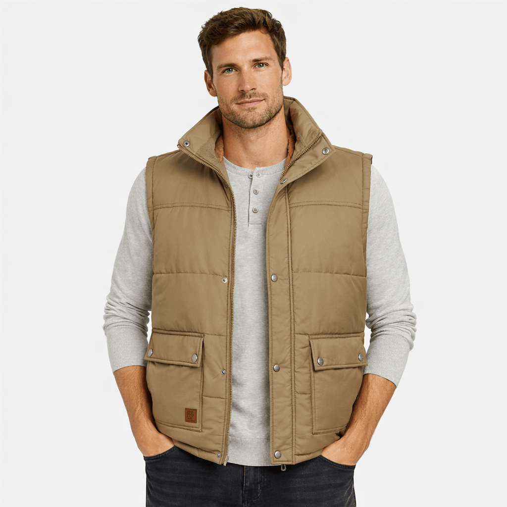 Coleeast-London Khaki / XS NEWTON, Padded Cotton Slim Fit Vest