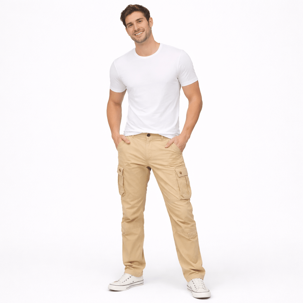 Coleeast-London Khaki / XS SAM, Cotton Cargo Pants Regular Fit