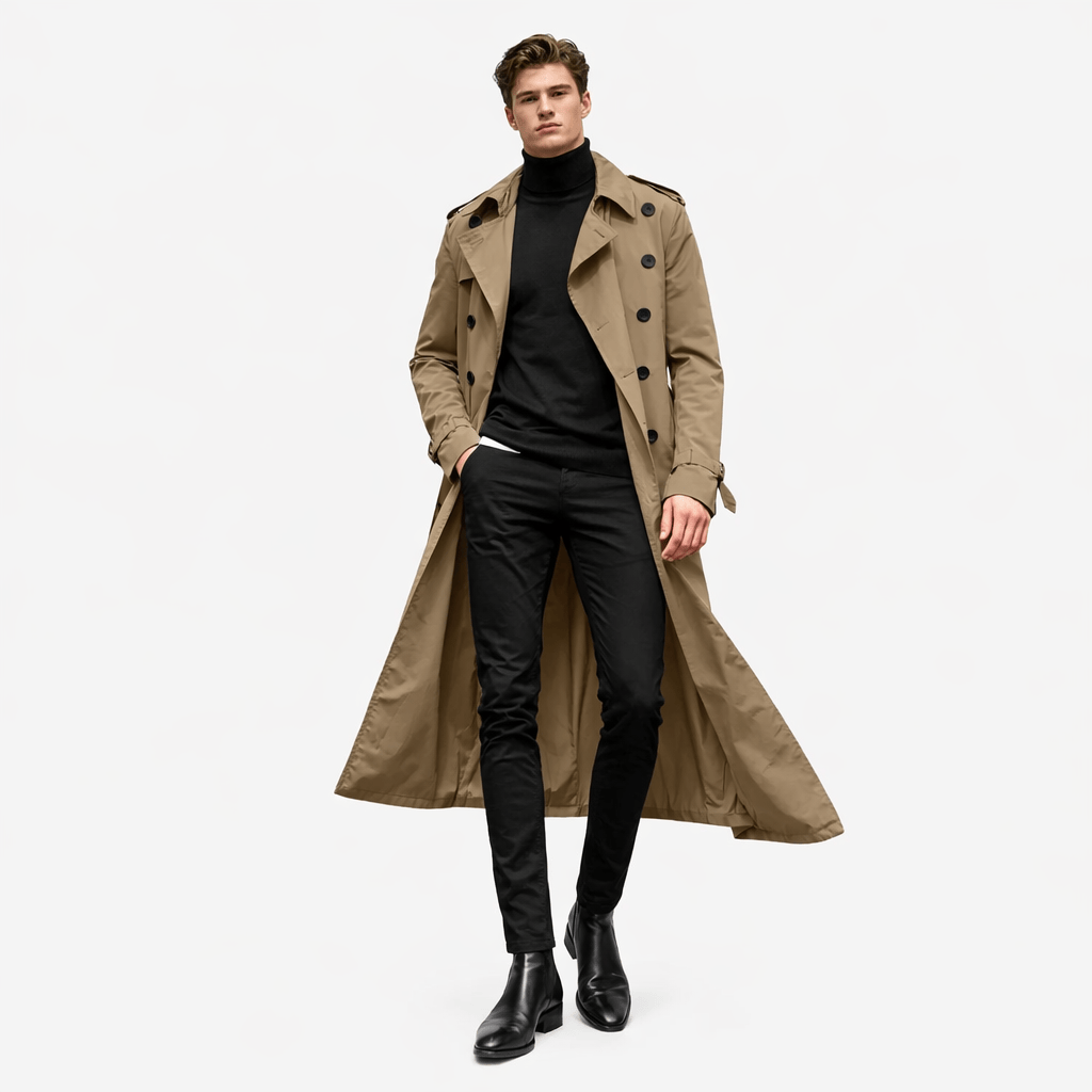 Coleeast-London Khakis / XS JAMES, X-Long Single-Breasted Trench Coat