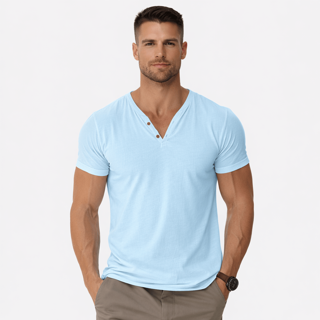 Coleeast-London Light blue / XS FARRELL, V-Neck Breathable Cotton T-Shirt