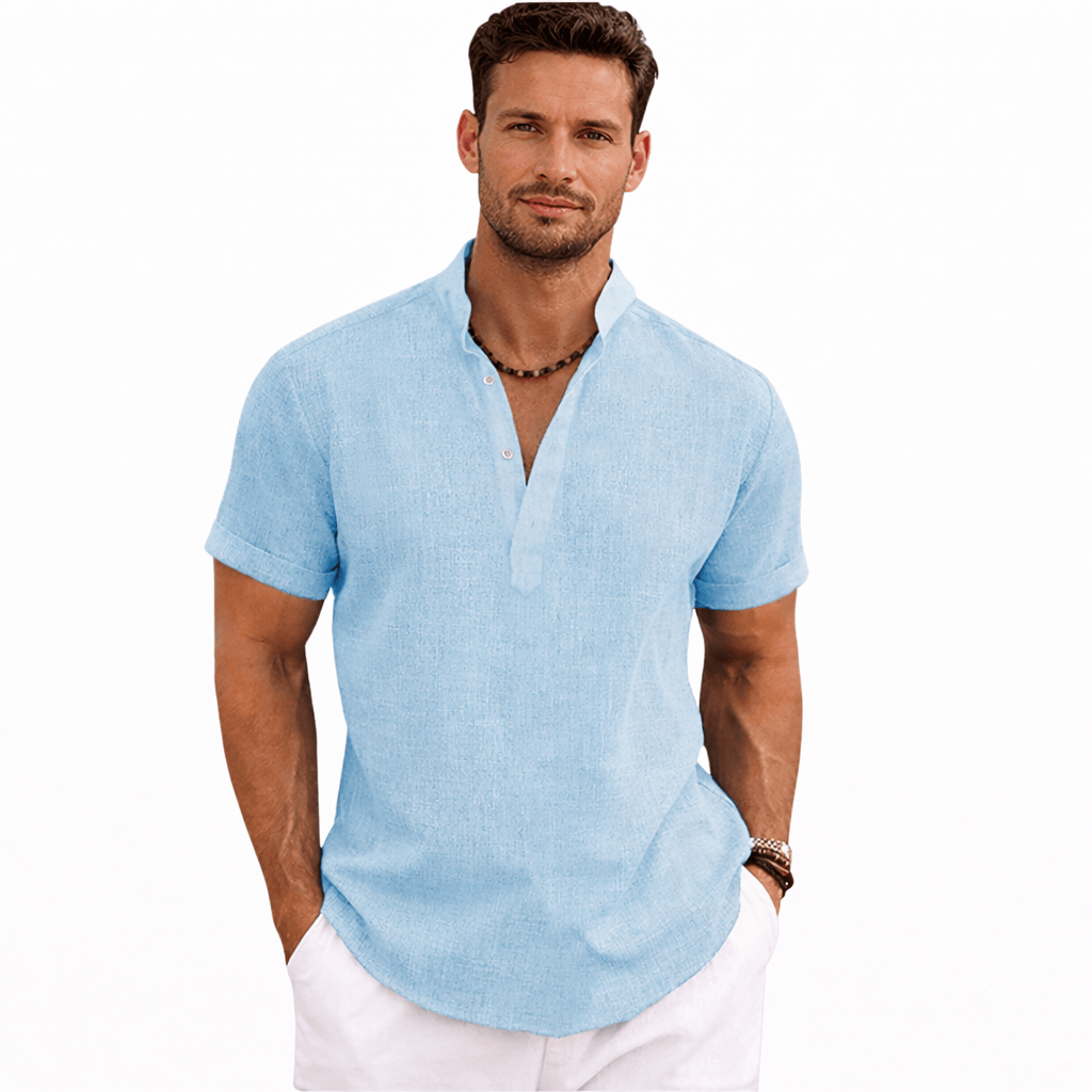 Coleeast London Light blue / XS LUCAS Striped Linen Casual Shirt