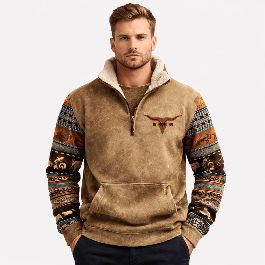 Coleeast-London Light Brown / XS ANDERSON, Printed Zip-Up Hoodie