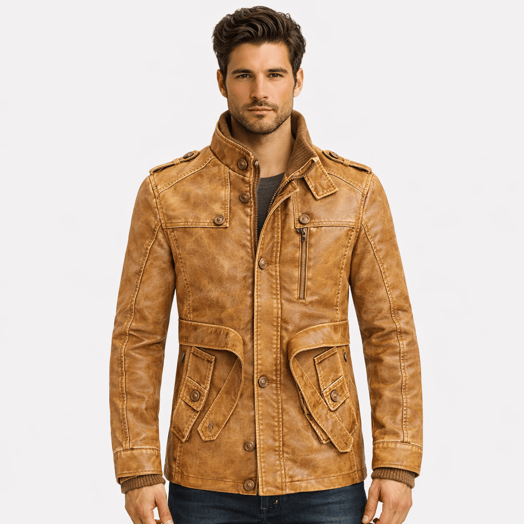 Coleeast-London Light Brown / XS OTIS, Slim Faux Leather Jacket