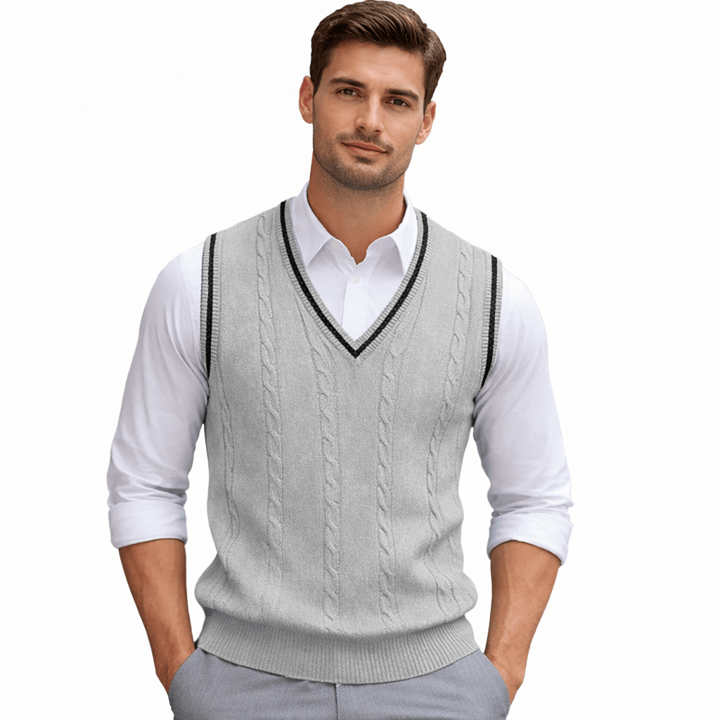 Coleeast London Light gray / XS MATT V-Neck Knit Vest