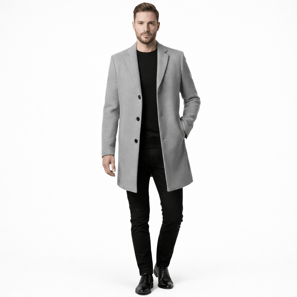 Coleeast-London Light gray / XS RICHARD, Single Breasted Solid Trench Coat