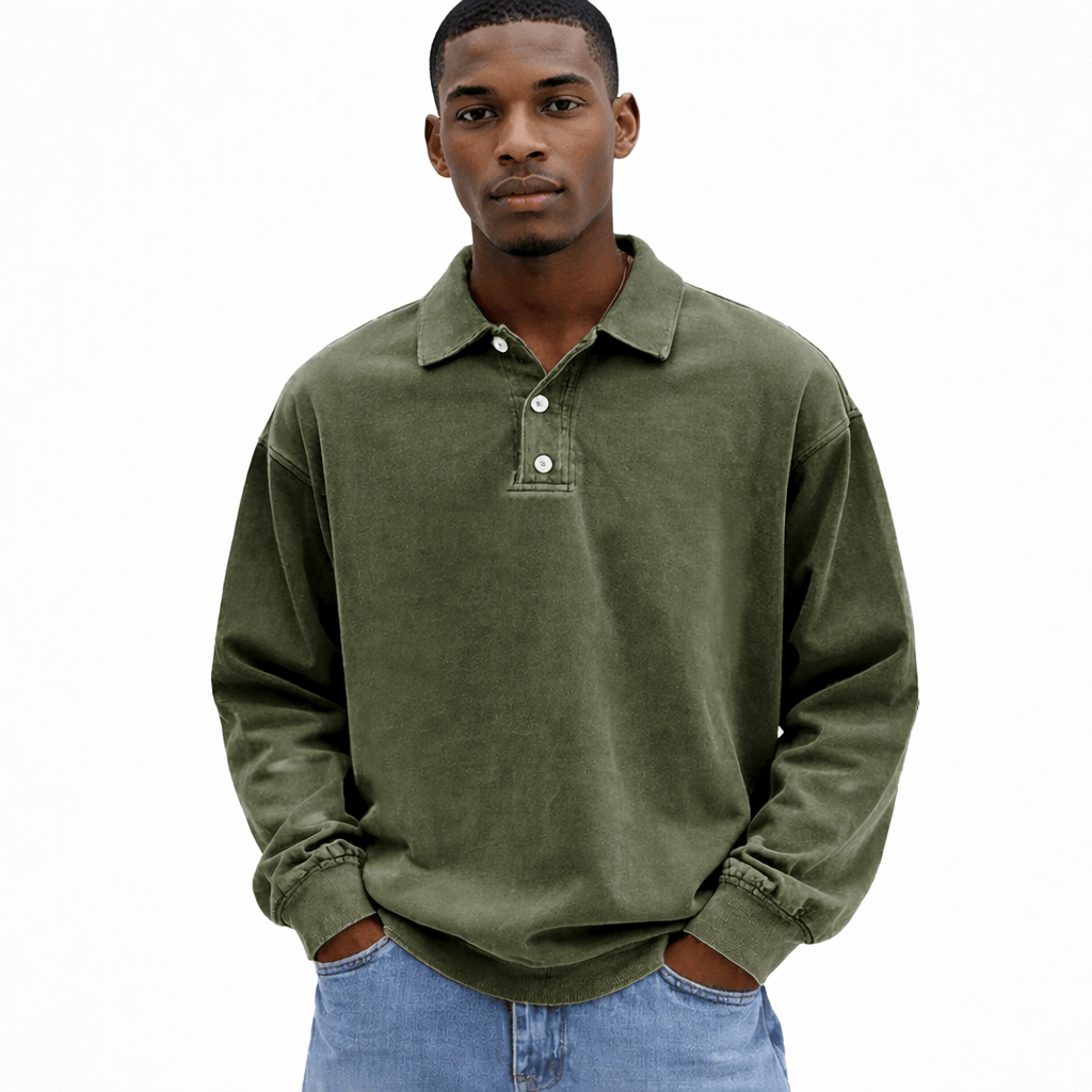 Coleeast-London Light green / XS RON, Regular Fit Turn-Down Collar Sweatshirt